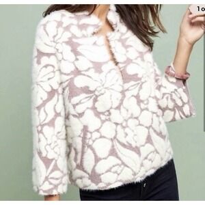 Anthropology Meadow Rue Floral Eyelash Cardigan Jacket Size Small MSRP $168